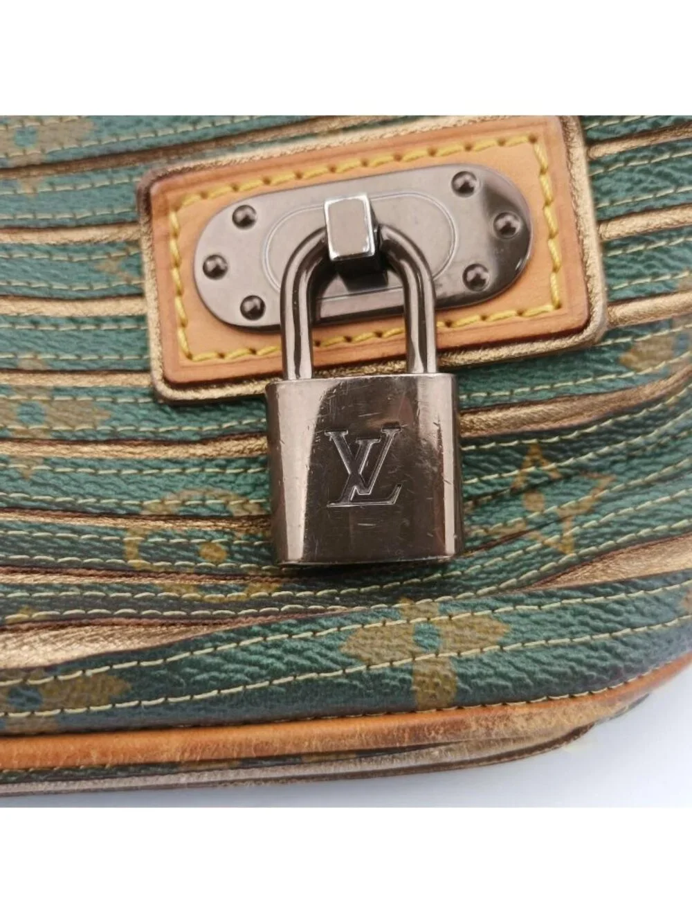 Louis Vuitton Neo Khaki Green Monogram Eden Calf Leather Shoulder